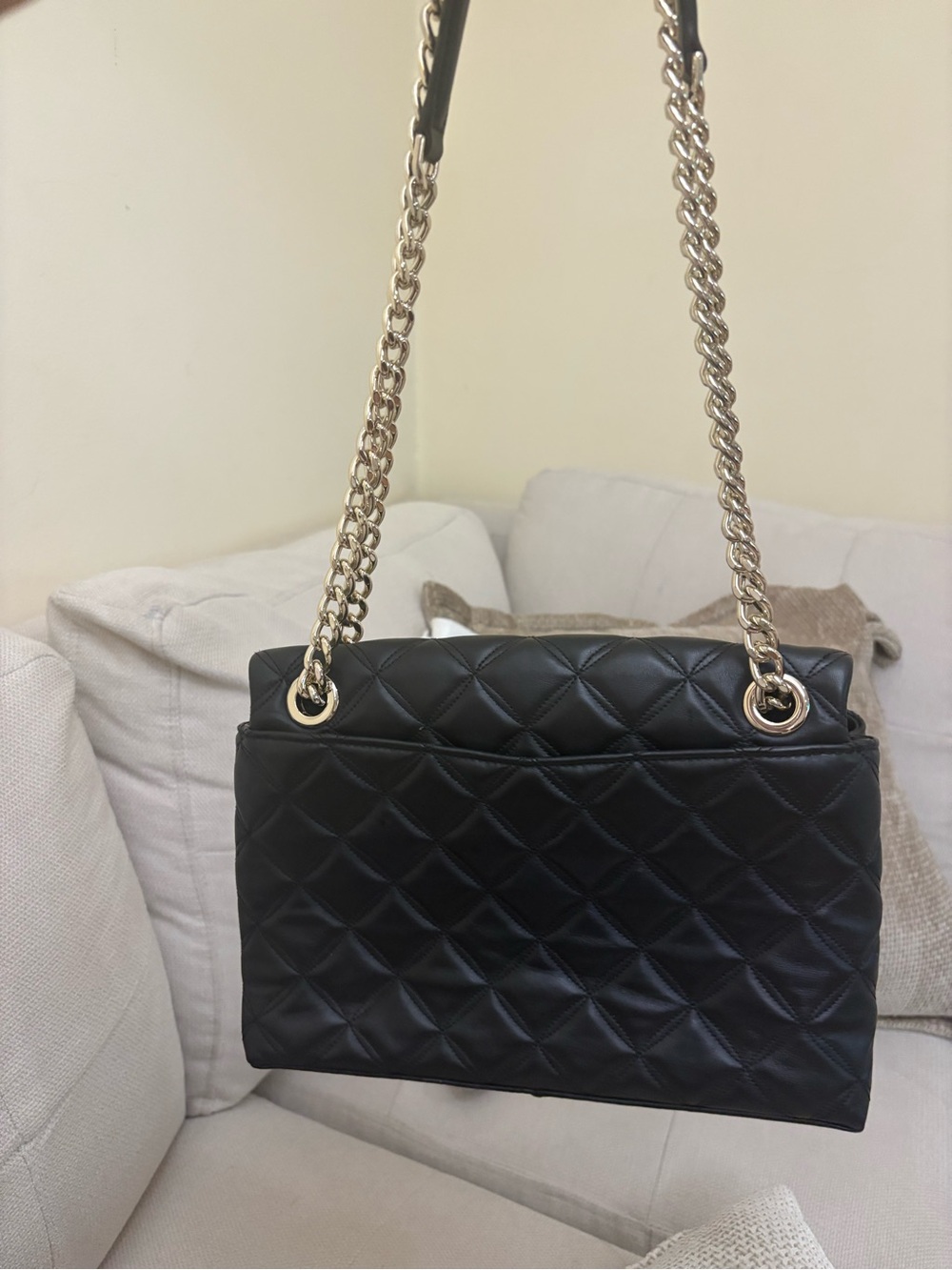 kate spade Quilted Black Shoulder Bag with Gold Accent, - Picture 3 of 6